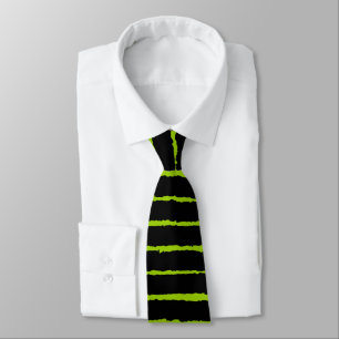 Bold Rough Stripes - Black on Martian Green Neck Tie