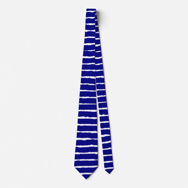 Bold Rough Stripes - Navy on White Neck Tie (Front)