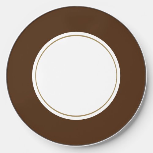 Bold Round White Center Cocoa Brown Rim Stripes Wireless Charger