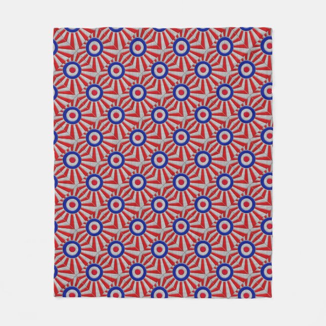 Bold Roundel Sunburst Design in Carbon Fiber Style Fleece Blanket (Front)