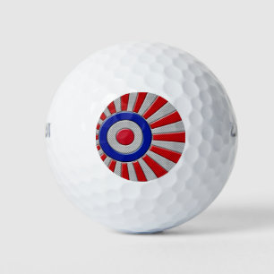 Bold Roundel Sunburst Design in Carbon Fiber Style Golf Balls