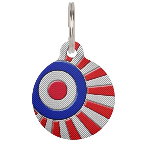 Bold Roundel Sunburst Design in Carbon Fiber Style Pet Tag