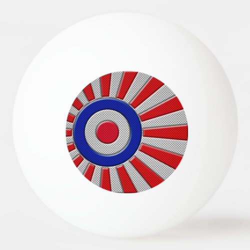 Bold Roundel Sunburst Design in Carbon Fiber Style Ping Pong Ball