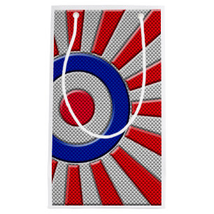 Bold Roundel Sunburst Design in Carbon Fiber Style Small Gift Bag