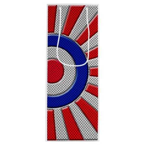 Bold Roundel Sunburst Design in Carbon Fiber Style Wine Gift Bag