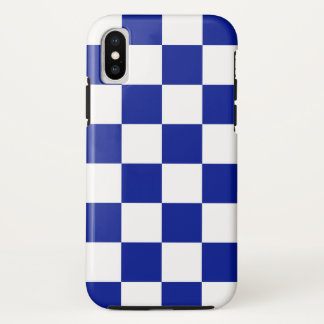 Bold Royal Blue and White Checkerboard Pattern iPhone X Case