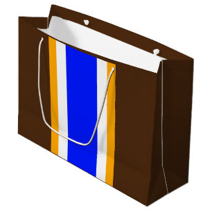 Bold Royal Blue Brown White Orange Racing Stripes Large Gift Bag