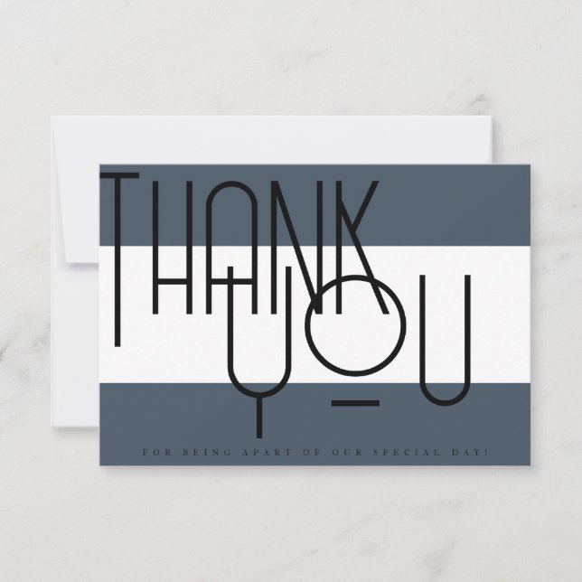 Bold Royal Blue Opulence, Typography Photo Wedding Thank You Card (Front)