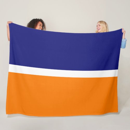 Bold Royal Navy Blue Bright Orange Color Block Fleece Blanket