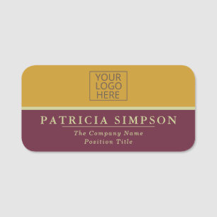 Bold Ruby Red and Mustard Yellow Modern Name Tag