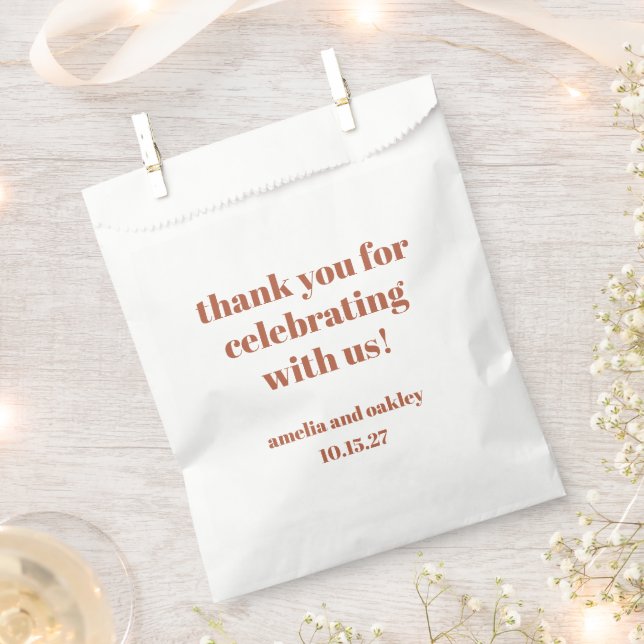 Bold Rust Fall Retro Custom Wedding Thank You  Favor Bag (Clipped)