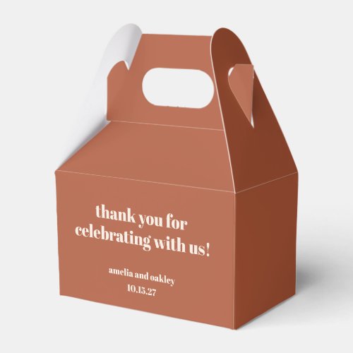 Bold Rust Fall Retro Custom Wedding Thank You  Favor Boxes