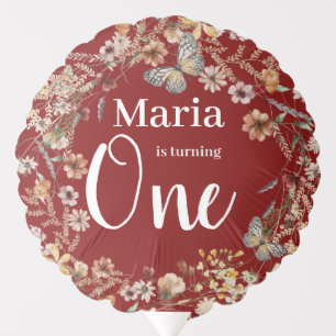 Bold Rustic Wildflower Floral Baby Birthday Balloon