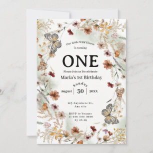 Bold Rustic Wildflower Floral Baby Birthday Invitation