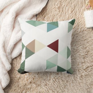 Bold Sage and White Geometric Throw Pillow