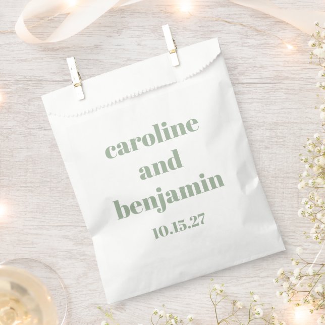 Bold Sage Green Chic Modern Wedding Custom Favor Bag (Clipped)