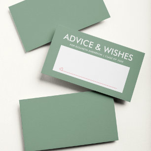 Bold Sage Green Graduate Student Graduation Party Advice Card