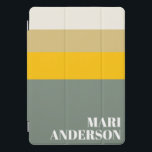 Bold Sage Green Yellow Stripes Modern Personalized iPad Pro Cover<br><div class="desc">Bold Sage Green Yellow Stripes Modern Personalized iPad Cover</div>