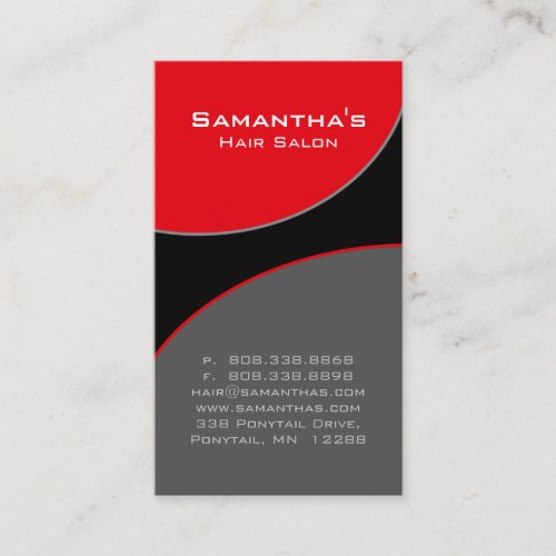 Bold Salon Spa Business Card red gray