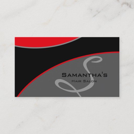 Customizable Bold Salon Spa Business Card red gray 2