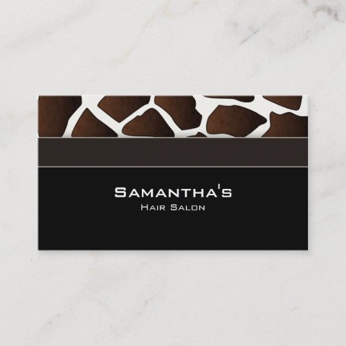 Bold Salon Spa Business Card trendy giraffe black