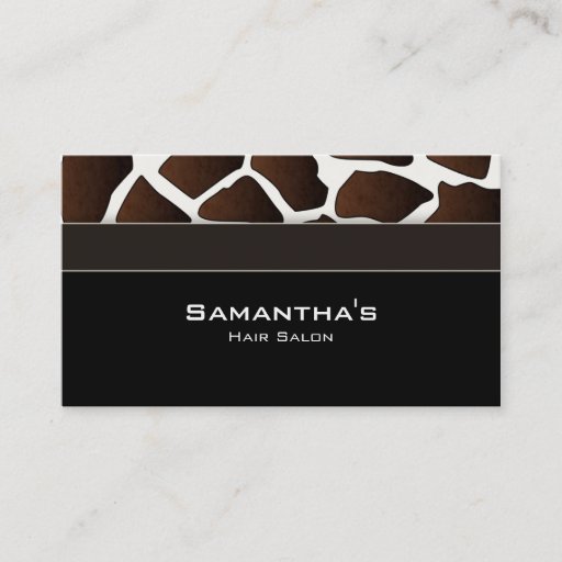 Customizable Bold Salon Spa Business Card trendy giraffe black