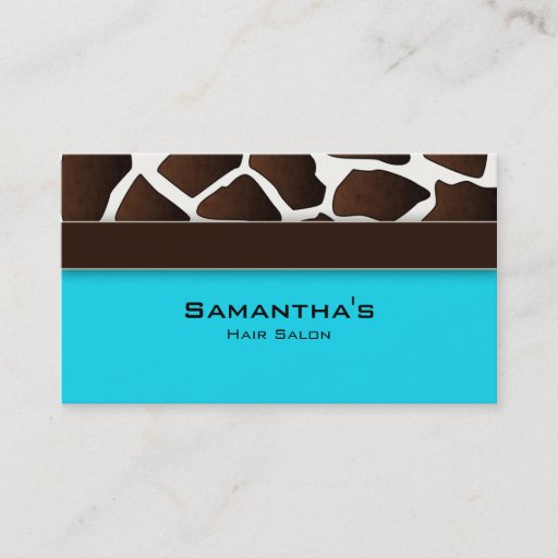 Customizable Bold Salon Spa Business Card trendy giraffe blue