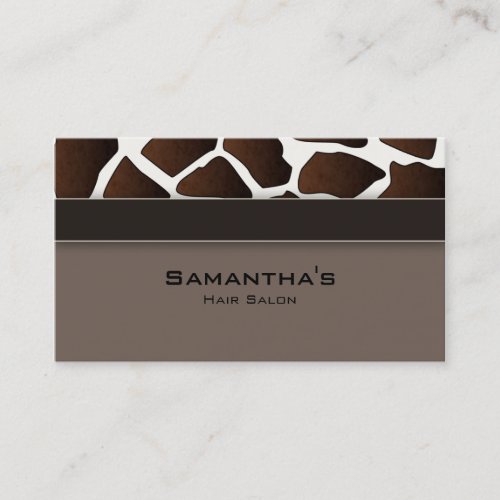 Bold Salon Spa Business Card trendy giraffe brown