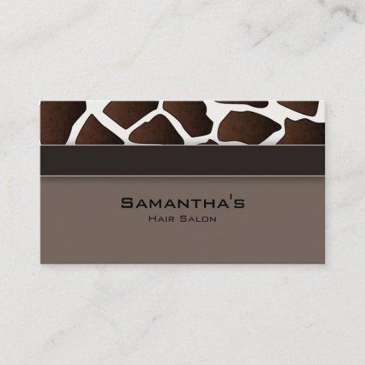 Customizable Bold Salon Spa Business Card trendy giraffe brown