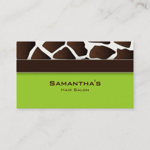 Bold Salon Spa Business Card trendy giraffe green
