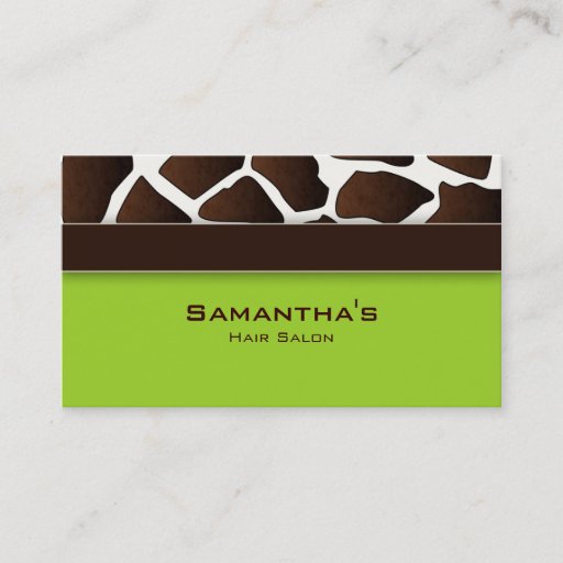 Customizable Bold Salon Spa Business Card trendy giraffe green