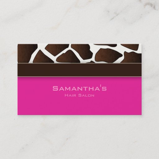 Customizable Bold Salon Spa Business Card trendy giraffe pink