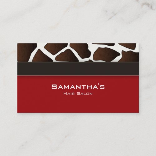 Bold Salon Spa Business Card trendy giraffe red