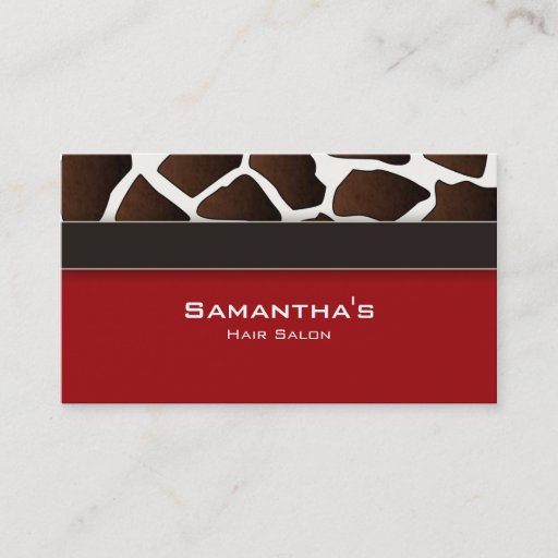 Customizable Bold Salon Spa Business Card trendy giraffe red