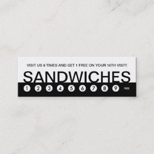 bold SANDWICHES customer loyalty Card