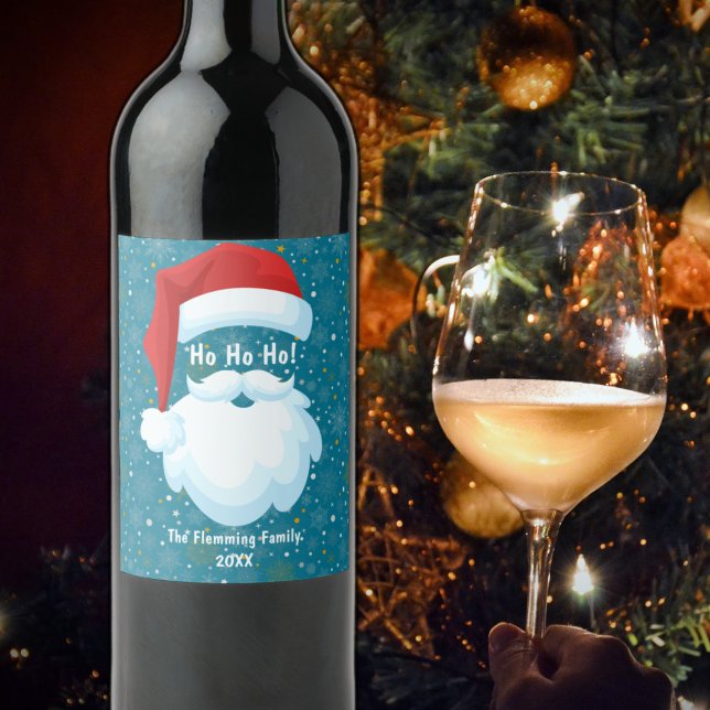 Bold Santa Customized Christmas Wine Label (Bold Santa Customized Christmas Wine Bottle Label)