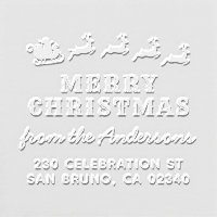 Bold Santa Reindeer Merry Christmas Return Address