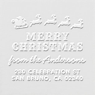 Bold Santa Reindeer Merry Christmas Return Address Embosser