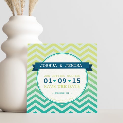 BOLD SAVE THE DATE ANNOUNCEMENT ombre chevron