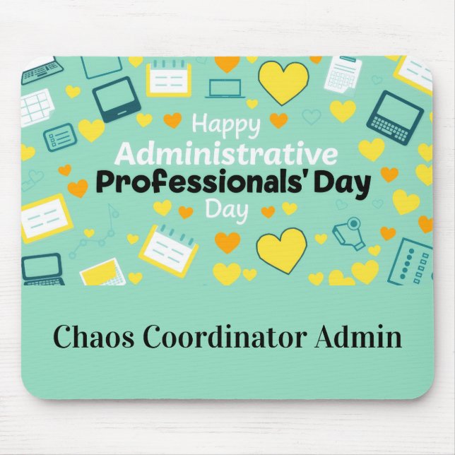 Bold Script Admin Day Heart Icon Celebration Mouse Pad (Front)