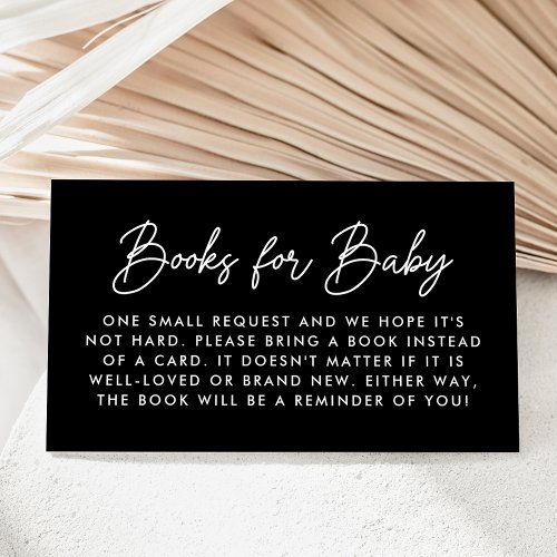Bold Script Black Baby Shower Book Request Enclosure Card