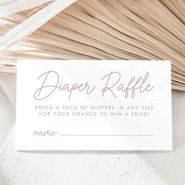 Bold Script Dusty Rose Baby Shower Diaper Raffle Enclosure Card Zazzle