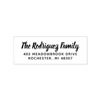 Bold Script Family Name Modern Return Address Rubber Stamp