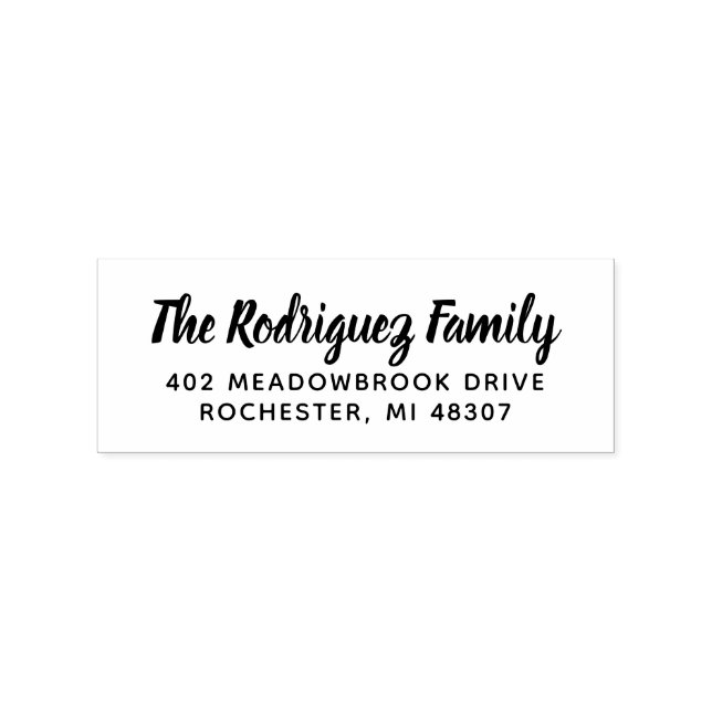 Bold Script Family Name Modern Return Address Rubber Stamp (Imprint)