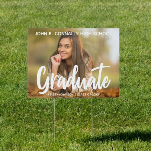 Bold Script Graduate Photo 2024 Graduation Yard Sign