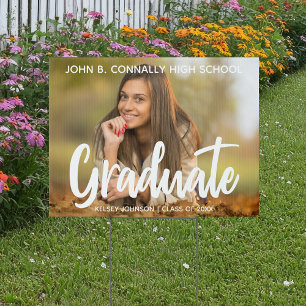 Bold Script Graduate Photo 2026 Graduation Yard Sign
