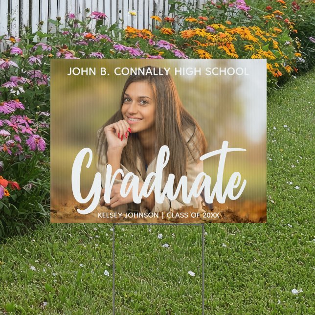 Bold Script Graduate Photo 2026 Graduation Yard Sign (Creator Uploaded)