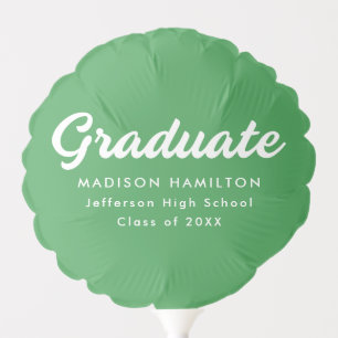 Bold Script Green Personalized Graduation Balloon