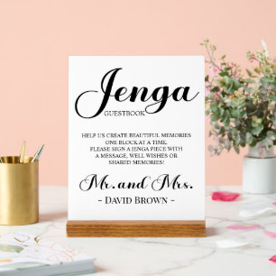 Bold Script Jenga Wedding Guestbook Acrylic Sign