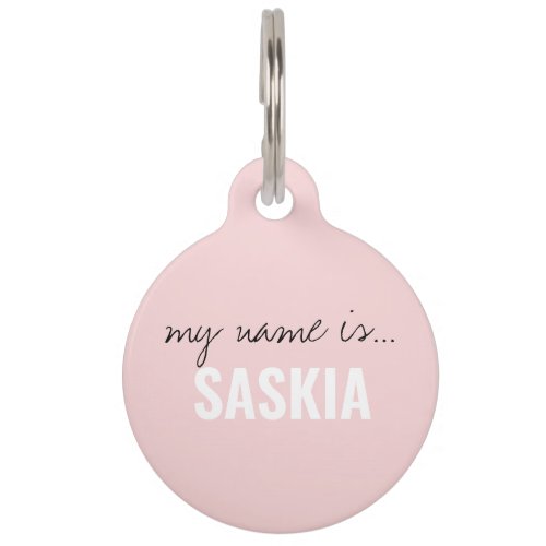Bold Script Modern Girly Pink Personalized Dog Pet ID Tag